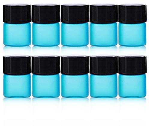 Amorar 20 unidades de 1 ml pequeñas botellas vacías de cristal para aceite esencial, botellas de colores con tapa, botellas de muestra, vasos rellenables