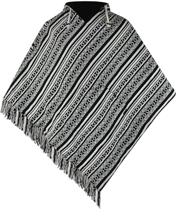 virblatt - Herren Poncho | Baumwolle | Zum Wenden | Mexiko Warm Mit Kapuze | Baja Hoodie