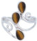 mantraroma Ring 925 Silber Damen Tigerauge Edelstein braun ausgefallen verspielt
