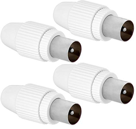 4x Koaxial Stecker TV Antennenstecker Adapter Koax Stecker Schraubbar Verbinder Gerade