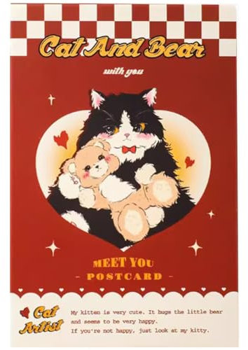 30 Stück 1 Set japanische Literatur und Kunst frisch und Wind Postkarte, niedliche Cartoon, handgezeichnete Karte, Literarische Grußkarten, Segens-Nachrichten, Postkarte, Box (süße Katze)