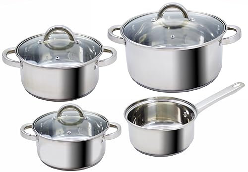 Bastilipo - Batería de cocina de 7 piezas, acero inoxidable, SUIZA 7 INOX