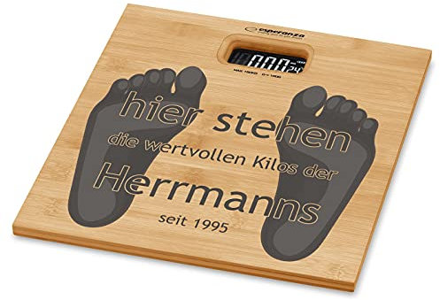 Maverton Personenwaage mit Aufdruck, Bambus Körperwaage