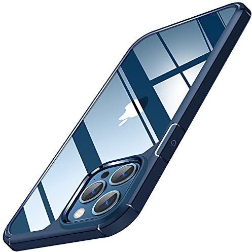 TENDLIN Cover iPhone 13 Pro Trasparente Rigida PC Retro, Custodia Protezione Paraurti in TPU Morbido Antiurto Compatibile con iPhone 13 Pro - Blu