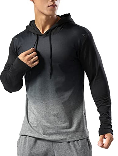 Hommes Thermique Doublé Sweat à Capuche athlétique Manche Longue Sweats Fitness Running pourL'hiver Automne Gris progressif M