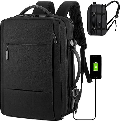 Mixroom - Zaino Uomo Porta PC Estendibile Valigia Bagaglio a mano per Computer Portatile Laptop Con porta USB NERO Z3