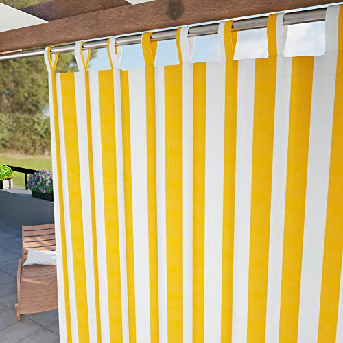 Byour3 - Toldos Exterior con Ojales De Tela Colgantes Hidrófugo Anti-Moho - Tela De Sombra con Anillos En Tejido por Jardín Pérgola Patio Cortina De Oscurecimiento UV (Rayas Amarillo, A.155 x 285 L.)