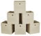 Webeasy Square Beige Canvas Fabric Storage Box, Pack of 6 Eyelet Cube Foldable Open Bins for Home Office Nursery Organisation,28X28X28(CM)