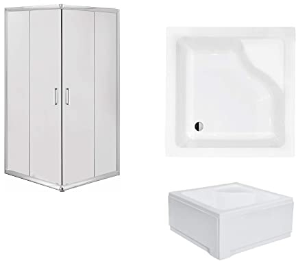 VBChome Cabine de douche 90 x 90 cm - Paroi Douche, Pare-Baignoire - Chromé - Avec bac de douche - Verre de sécurité - Moderne et élégant - Qualité supérieure