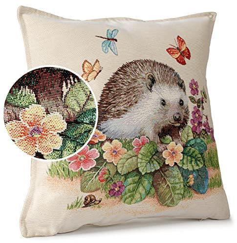 ANRO Kissenbezug Dekokissen Kissen Sofakissen Kissenbezüge Kissenhülle Gobelin Motiv Igel 45x45cm ohne Füllung