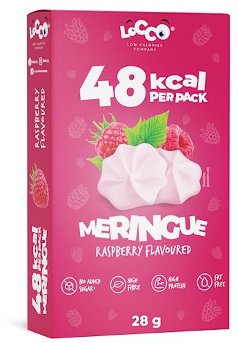 LOCCO Low Calorie Raspberry Meringues – 1.5 kcal Per Meringue, High Protein Snack, No Added Sugar, Fat-Free, No Palm Oil, Perfect for Guilt-Free Snacking