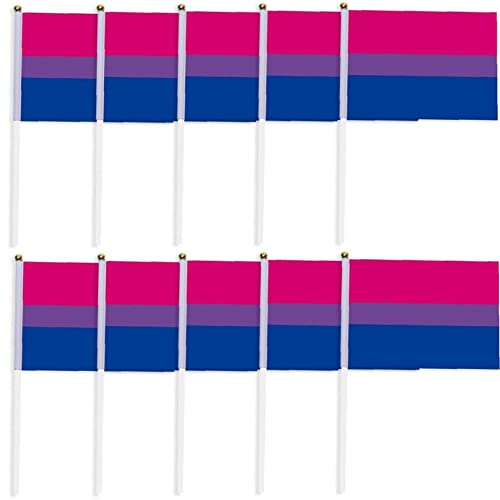 Lipfer 10 Pack Bisexuelle Stolz Regenbogenflaggen Bisexuell Bi Kleiner Mini Hand Gehaltene Stick Flagge Schwule LGBT Festival Party Paraden Dekorationen