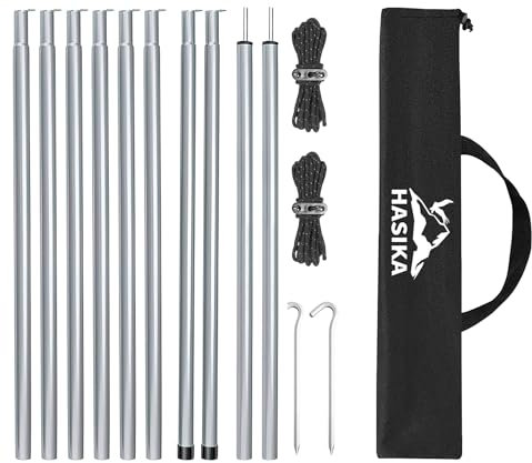Hasika Verstellbare Planenstange, 2 Stück, tragbare Zeltstangen, Ruten für Campingplanen, Zelt