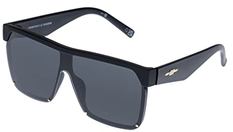 Le Specs THIRSTDAY MATTE BLACK - Sonnenbrille für Damen Runde Rahmenform mit hohem UV-Schutz LSP2202509