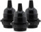 Art Deco Emporium Triple Pack E27 Lampholder in Black Bakelite with Shade Ring and Nylon Cord Grip for Hanging Light Fittings, Black Ceiling Light Fitting or Pendant Light Fitting
