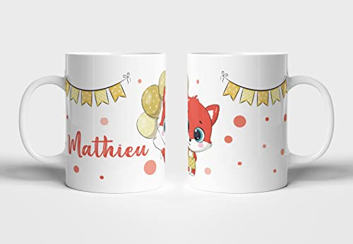 Marquage Unique Mug/Tasse/Gobelet enfant Incassable & Personnalisable - Idée cadeau personnalisé prénom - Gobelet Renard Ballons - CL0008a