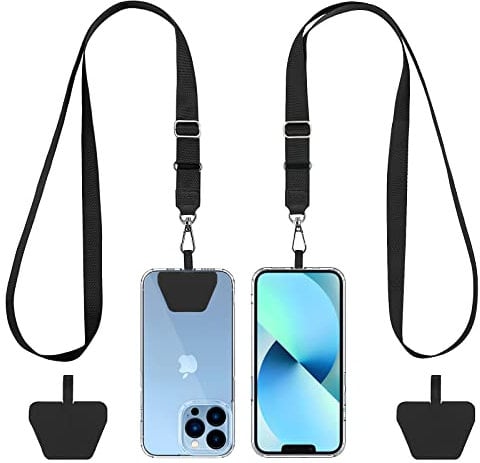CACOE Universal Mobile Phone Chain, 2 Pcs Adjustable Collar Lanyard and 2 Pcs Durable Patches, Lanyard Mobile Phone Neck Strap Compatible with Most Smartphones