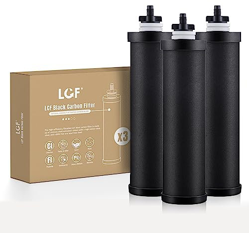 LCF Lot de 3 filtres à charbon de rechange pour filtres Berkey® BB9-2 noirs, système de filtre à eau par gravité Berkey® et série Waterdrop King Tank