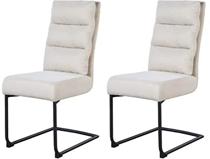 Casa Vital Esszimmerstuhl KARMACK, 2er-Set, 45 x 61 x 101 cm, gepolstert, Sitz mit Bonnellfederung, zweilagiges Rückenpolster, pulverbeschichtetes Metallgestell, 120 kg max. Belastung (Beige)