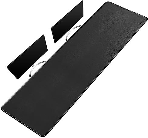 CENNBIE Schreibtischunterlage Leder, 180 x 50 cm Mauspad xxl, Erweitertes schreibtischunterlage filz, Wasserdichte Tischunterlage für Schreibtische, Büros und zu Hause (Schwarz)