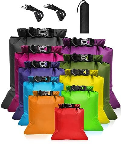 Waterproof Dry Bag Set 10 Pcs, Lightweight Large Capacity Ripstop Dry Bags Waterproof in 15L 12L 10L 8L 5L 3.5L 3L 2.5L 1.5L Organizer Storage Bags for Outdoor Hiking Camping Fishing Cycling