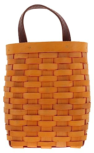 COLLBATH Hängekorb Aus Holz Wandkorb Für Aufbewahrung Rattan-korb Als Dekoration Kleiner Holzkorb Für Blumen Hängender Korb Für Terrasse Und Balkon