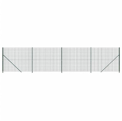 vidaXL Maschendrahtzaun, Gartenzaun Wildzaun mit Bodenhülsen PVC Beschichtung, Drahtzaun Begrenzungszaun für Außenbereich, Drahtgitter Maschendraht, Grün