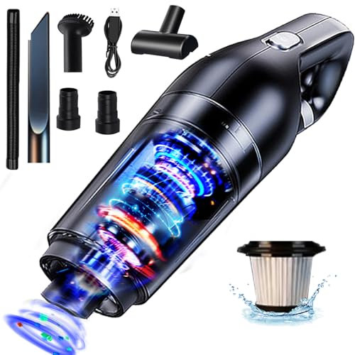 Handstaubsauger,15000Pa Handstaubsauger Akku Beutellos Nass Trocken Testsieger, Autostaubsauger Kabellos Stark Handsauger 120W Mini Staubsauger für Auto, Haus, Tierhaare,Waschbarer Filter [Stark A+]