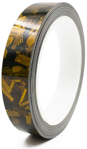 Finest Folia 8,5 metri Nastro decorativo autoadesivo in carbonio forgiato lucido per auto, camion, moto, barche, modellismo, fai da te, decorazione, resistente agli agenti atmosferici (oro lucido in