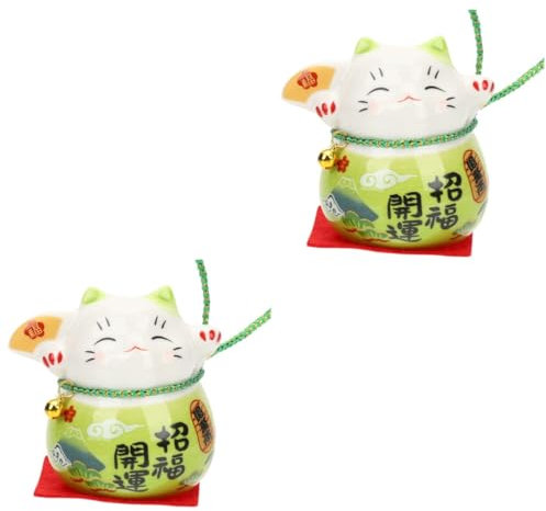 DECHOUS 2pcs Desktop Ornament Ceramic Statue Cat Figurine Lucky Home Decoration for Japanese Household Gadgets Cute Desk Accessories Living