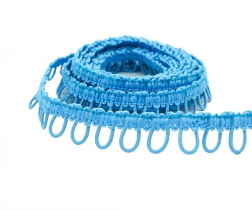 2m Schlingenband Gummi Ösen-Band Schlingen-Borte m. elastischen Ösen für Knöpfe 15mm