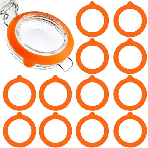 TNSLAND 12 juntas de silicona de repuesto, 95 x 73 mm, para tarros de conservas, goma de conserva, juntas de silicona, anillos de goma para tarros de cristal (naranja)