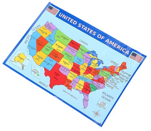 HOODANCOS 2 Stück Usa-Karten-Poster Vereinigte Staaten-Poster Kinder Vorschule Geographie Lernposter Pädagogische Poster Für Klassenzimmer-Dekorationen Lehrerbedarf