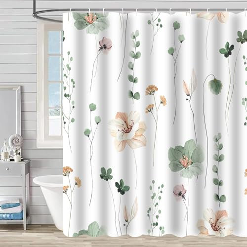 FAIRYGATE Duschvorhang Stoff Ohne Bohren Bath Curtain 180x180 cm Modern Textur Waschbar Bad Duschvorhänge Polyester Textil Wasserdicht Duschvorhang für Badewanne mit 12 Hake B8116