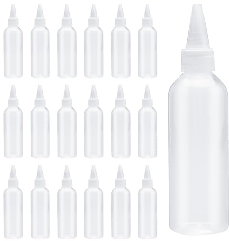 VOSSOT Lot de 12 bouteilles à presser en plastique de 100 ml - Bouteilles de couleur vides avec tête pointue - Bouteilles à sauce pour ketchup, moutarde, huile d'olive, sirop, vinaigrettes