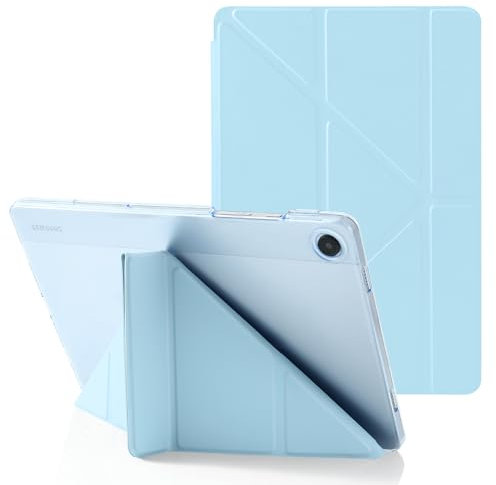 MuyDoux Custodia Origami per Samsung Galaxy Tab A9+/A9 Plus 11 2023 SM-X210/X215/X216, 5 in 1 Angoli di Visuale Multipli, Copertina Posteriore Rigida Traslucida, Auto Sveglia/Sonno, Blu Ghiaccio