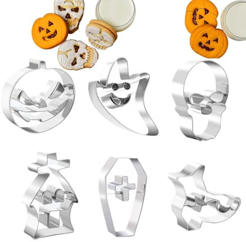 weiting Halloween-Plätzchenformen, Totenkopf-Ausstechformen | Cartoon-Schädel-Geist-Spukhaus-Hexenstiefel-Sarg-Keksform,Festival-Ausstechformen aus Edelstahl, Keksausstecher-Set, Urlaubs-Backzubehör