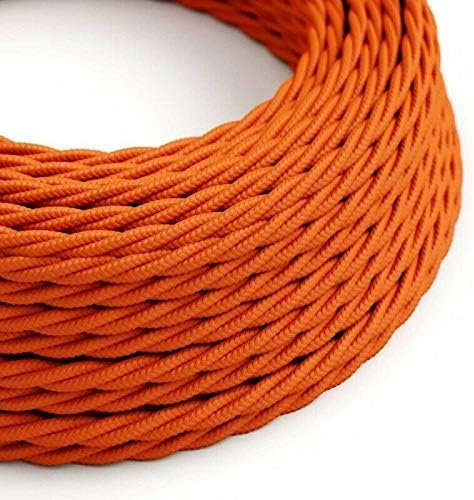 LEDSone 32.8ft Orange Wire Vintage 2 Core Twisted 18 Gauge Cable Fabric Cloth Covered Electrical Wire, 10m 2 Conductors Lamp cable Modern Cloth Covered Wire for Pendant Light Industrial DIY Project