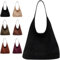 TiGilt Wildleder-Beuteltasche 2024 – Crossbody-Hobo-Schultertasche, Handtasche für Damen, große lässige Geldbörse, Wildleder-Handtaschen-Kollektion, Schwarz, Large