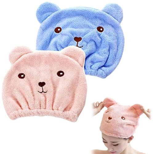 Bangbobi Lot de 2 Turbans Serviette en Microfibre à séchage Rapide pour Les Cheveux, Les Femmes et Les Enfants - Bonnet Turban en Guise de Serviette pour Le Bain et Le Sauna