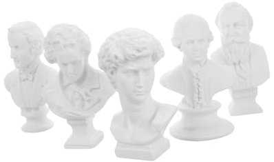 GARVALON 5 Stück Puppenhaus Gips Statue Büste Skulpturen Porträt Skizze Figuren Miniatur Porträt Skulptur Klein David Dekoration Michelangelo David Büste Mini Musiker Figur Weiß