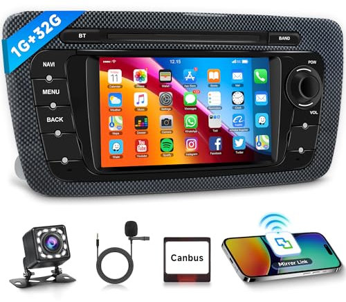 Rimoody 1G+32G Android 13 Autoradio 2 Din für Seat Ibiza 2009-2013 mit Navi GPS WiFi 6.2 Zoll Autoradio mit IOS/Android Mirror Link Bluetooth FM/RDS Radio EQ Lenkradsteuerung Rückfahrkamera