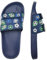 Torotto Unisex-Kinder Badeschlappen Sommer Flache Hausschuhe Badesandalen rutschfest Schlappen Badeschuhe(Blauer Fußball, 34/35EU)