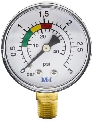 Riisoyu 1/4 BSPT Manomètre, Tuyau De Testeur Pression Hydraulique Filtre Piscine Spa pour piscine et spa Mesure Manometre Piscine pour piscine et spa Mesure 53mm Manomètre