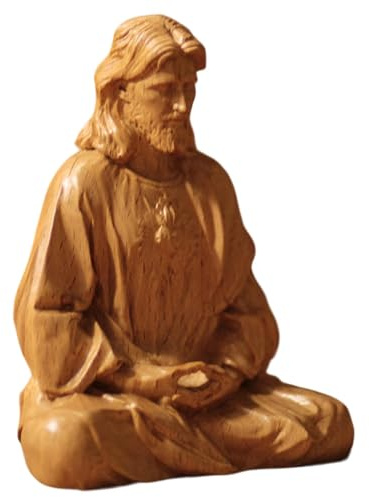 Buhygn Statuette Jésus Assis Christ Roi Statue Christ en Méditation Statuette Gain de Place personnelle 10 cm/15 cm pour église Décoration d'intérieur