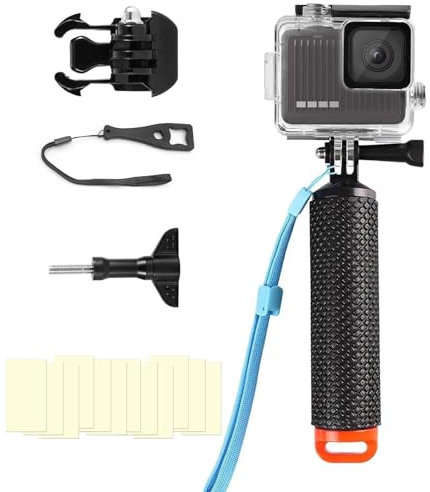 Compatible for Go Pro Hero 4K (13 Mini) Black Waterproof Housing Case 60M/196FT Protective Underwater Diving Case Shell with Cameras Handle Mount Accessories Kit