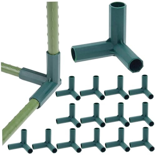 Veesper 15PCS Garden Stake Connectors, 16mm Plastic-Coated Tent Pole Connectors, Stable Greenhouse & Flower Stand Frame Joints, Practical Gardening Tools & Canopy Frame Parts