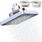 Fixed Shower Head with Filter, 6 Inch Square Over Head Shower Rainfall Filtered Showerhead with Swivel Ball, 2 Filter, Chrome