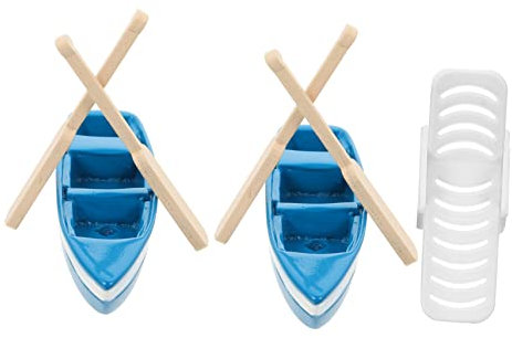 POPETPOP Miniatur Strandstuhl Und Boot Beach Style Puppenhaus Deko Meer Deko Zubehör Für Mikro Landschaft Blau Weiß Für Garten Und Bastelarbeiten