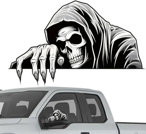 Autospiegel Aufkleber,Gruseliger Totenkopf Motorrad Aufkleber - Kratzfeste & Wetterfeste Dekoration für Motorrad LKW Helm Laptop